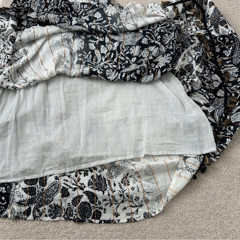 Anthropologie/Me 2 Magic Dress XL Maxi Tiered Flare Sleeve Paisley Black White - Picture 9 of 11